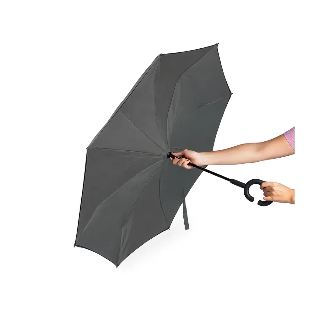Guarda-Chuva Invertido - Cinza - 108 Cm - Thumbnail 3