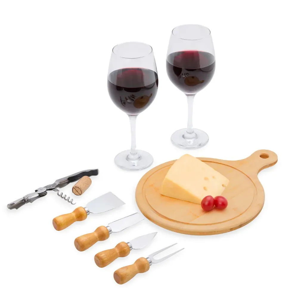 Kit Queijo E Vinho Com Tábua Redonda - 8 Pçs - Thumbnail 3