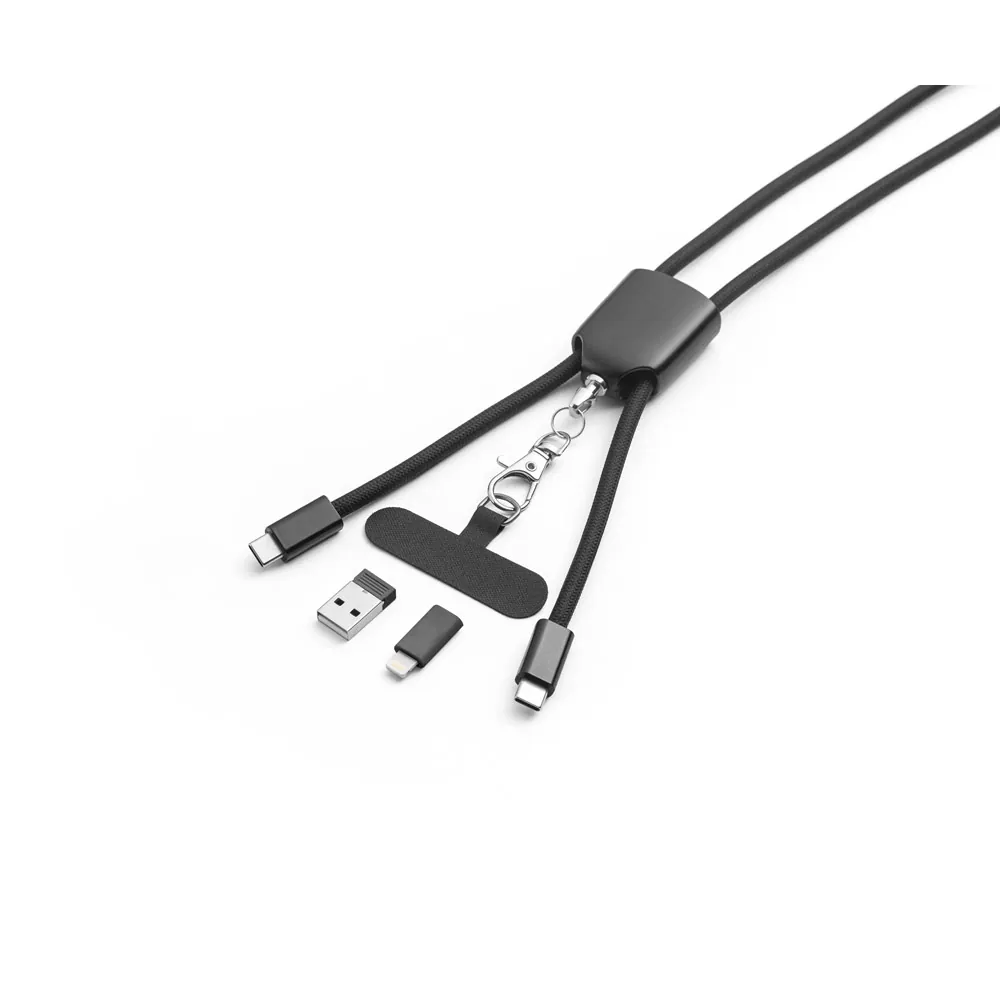 ZEWAIL. Cordão lanyard com suporte para celular incluso, cabo USB-C e diversos adaptadores em ABS reciclado e TPE reciclado - Thumbnail 2
