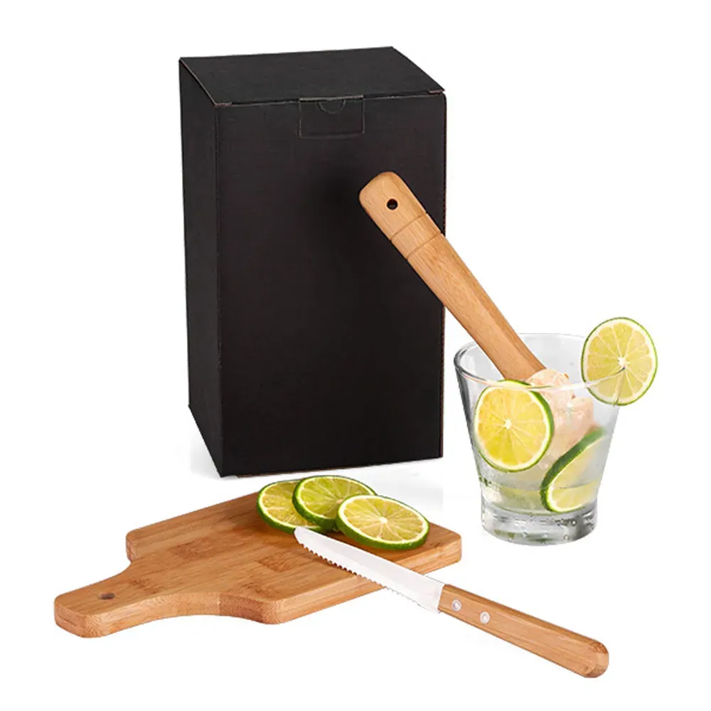 Kit Para Caipirinha Em Bambu / Madeira Ibiza - 0,35 L - 4 Pçs - Thumbnail 2
