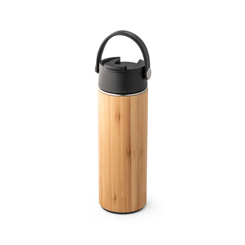 LAVER. Garrafa térmica em aço inox e bambu, de parede dupla isolada a vácuo (440 mL) - Thumbnail 8