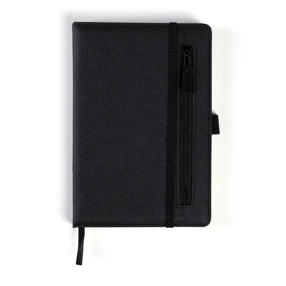 Caderno Fsc C/ Pauta E Zíper - Capa Em Rpet Preto - 14X21Cm - Thumbnail 3