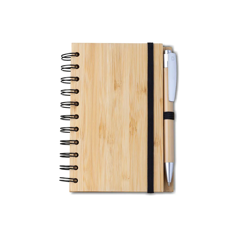 Caderno A6 Capa em Bambu com caneta (14x09cm) - Thumbnail 2