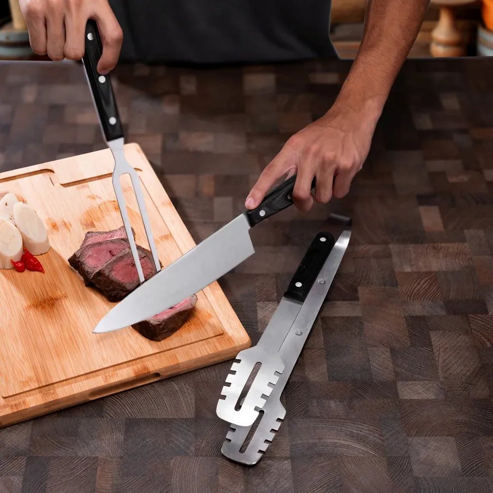 Conj. Para Churrasco Premium Em Madeira / Inox - Thumbnail 3
