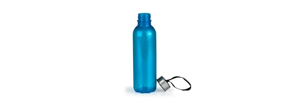 Garrafa Plástica Azul Com Tampa Em Inox - 600Ml - Thumbnail 2