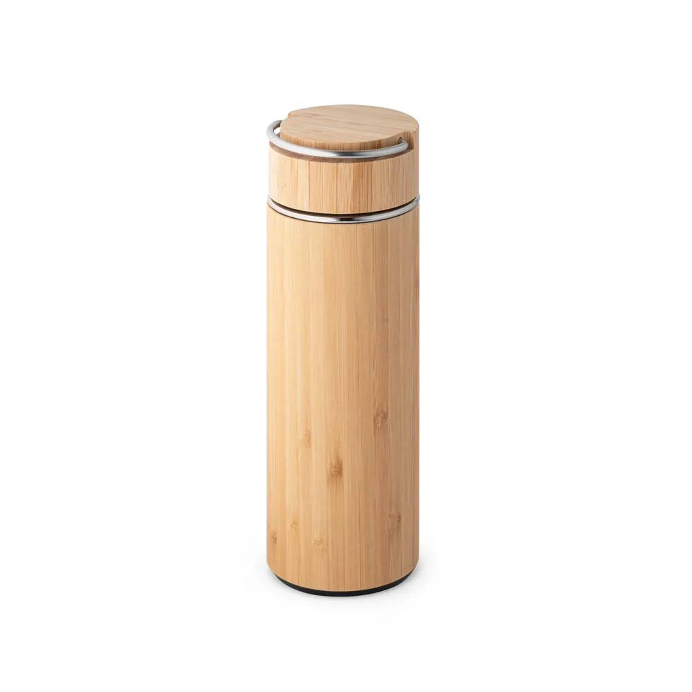 SOW. Garrafa térmica em aço inox e bambu, de parede dupla isolada a vácuo (440 mL) - Thumbnail 2
