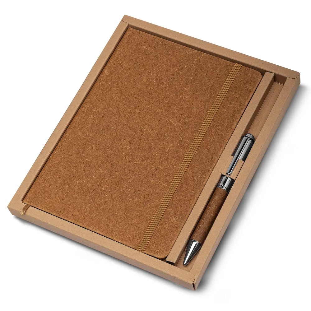 Kit Escritório A5 Capa em Couro Reciclado e Caneta Metalica - Thumbnail 3