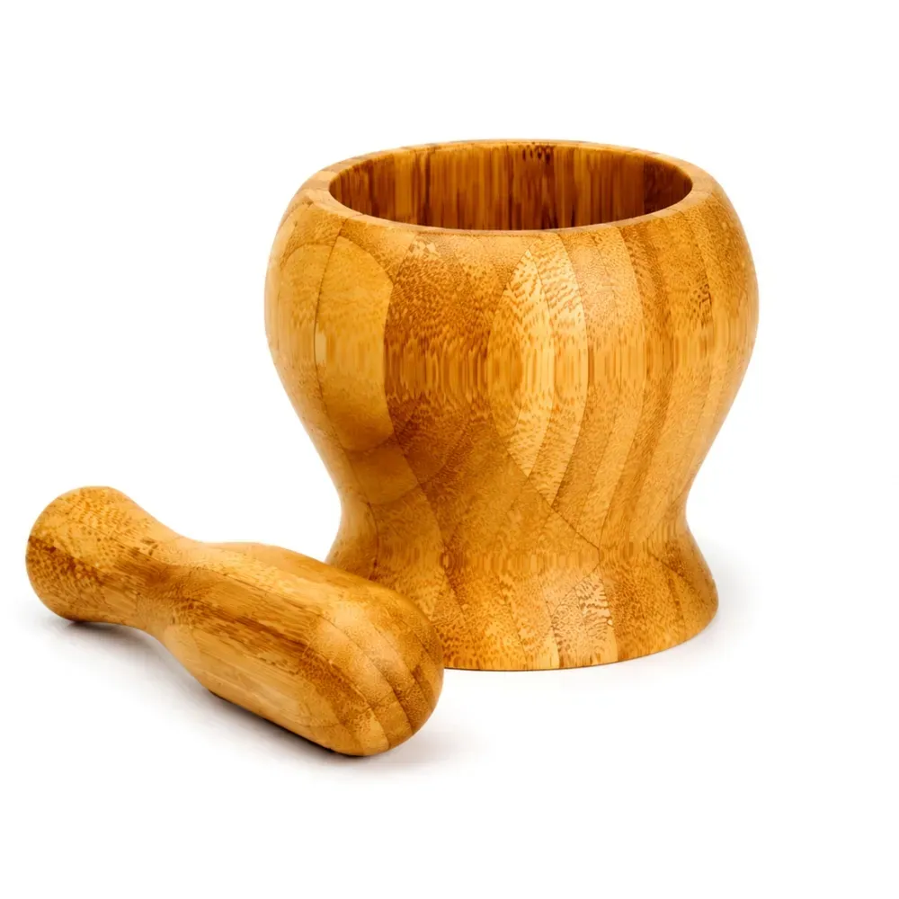 Amassador De Temperos Em Bambu Pilão 14Cm - Thumbnail 2