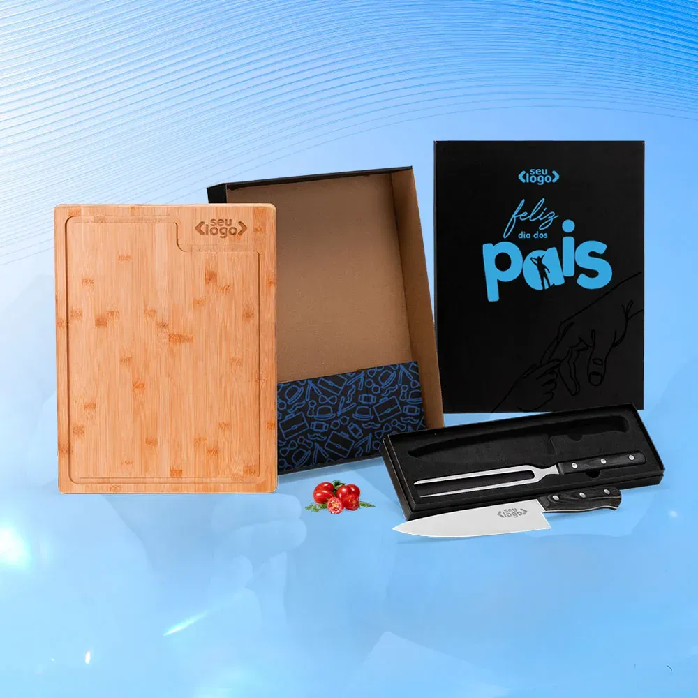 Conj. Para Churrasco Premium Em Bambu / Madeira / Inox - 3 Pçs