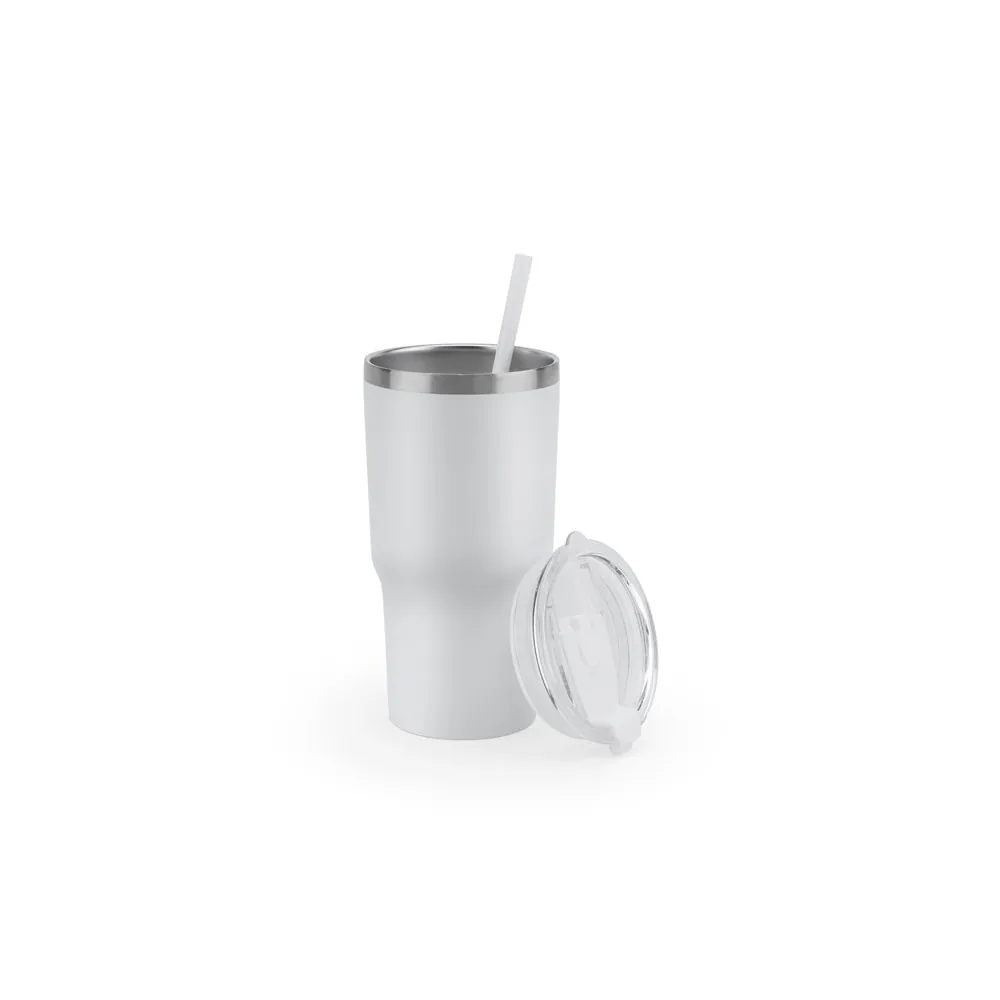 JOYNER M. Copo de viagem térmico e compacto, em aço inox 91% reciclado de parede dupla isolada a vácuo, com acabamento mate (600 mL) - Thumbnail 6