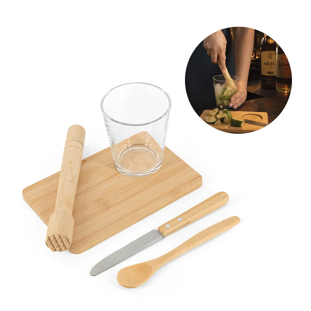 KRATENA. Kit para caipirinha com 5 peças em bambu