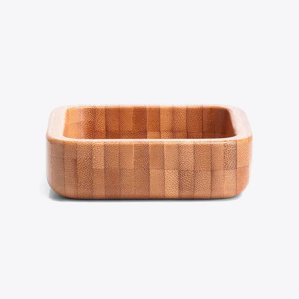 Cumbuca Quadrada Em Bambu Com Espátula 14Cm - 100Ml - Thumbnail 3