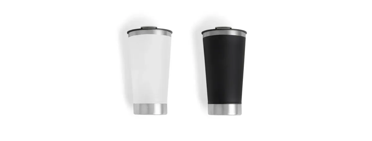 Kit De Copos Térmicos Em Aço Inox - 500Ml - Preto / Branco - 2 Pçs - Thumbnail 3