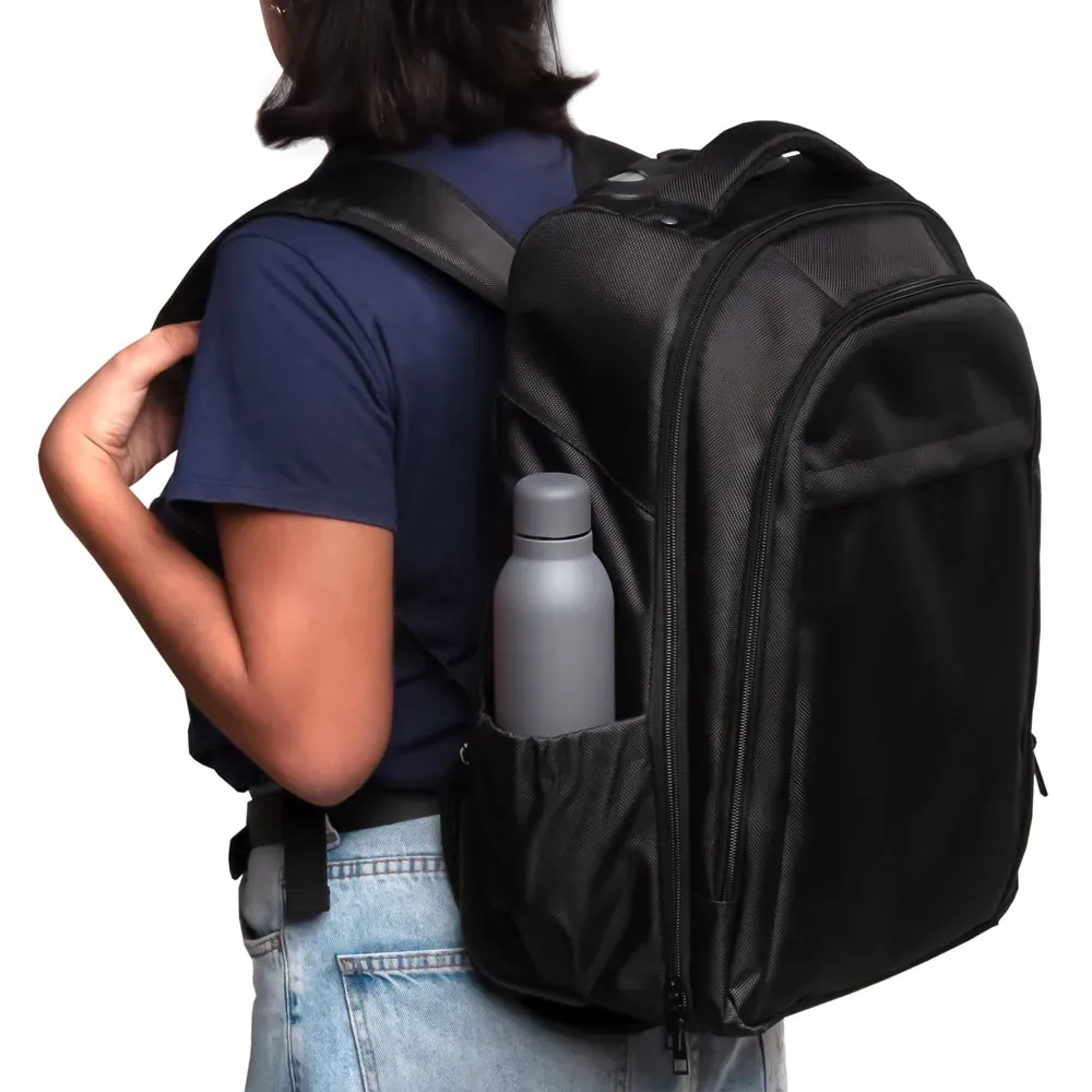 Mochila Em Polyester 600D Com Rodinha - 35L - Preta - Thumbnail 4