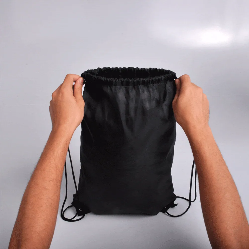 Mochila Sacola Em Nylon 190D - Preta - 42X32Cm - Thumbnail 2