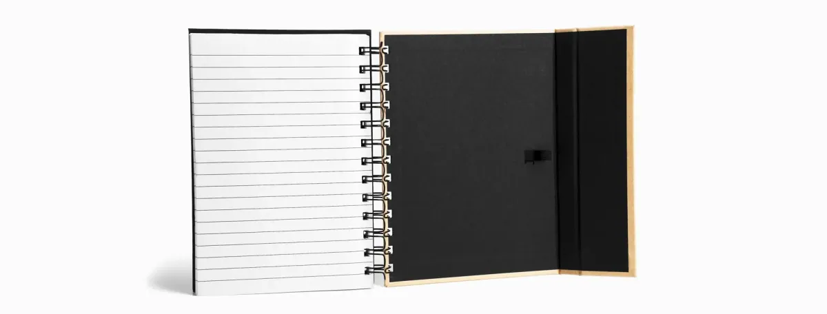 Caderno Espiral Com Capa Dura Preto / Bege - Thumbnail 4