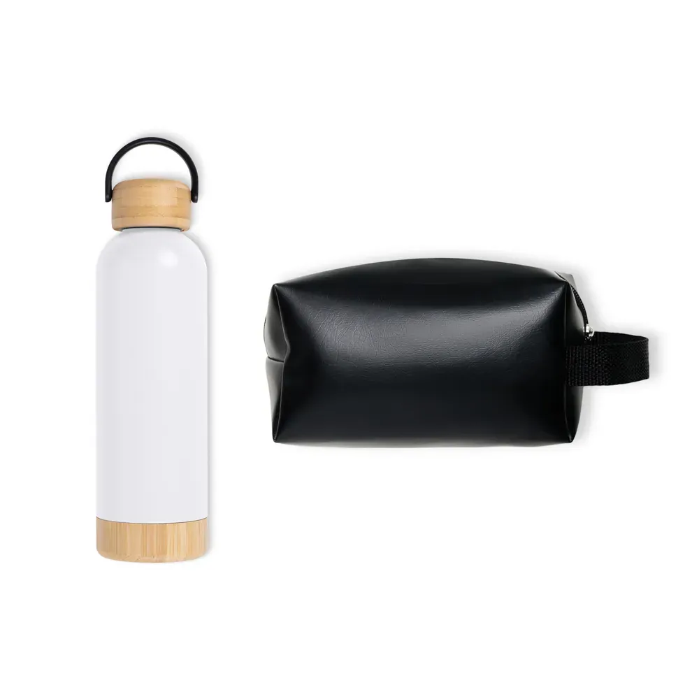 Kit Garrafa E Necessaire - Branco/Preto - 2 Pçs - Thumbnail 3