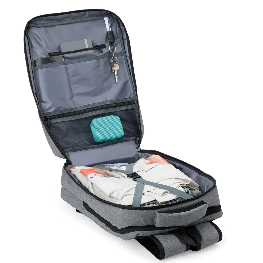 Mochila Em Poliéster 300D - Melange Cinza - 18L - Thumbnail 6