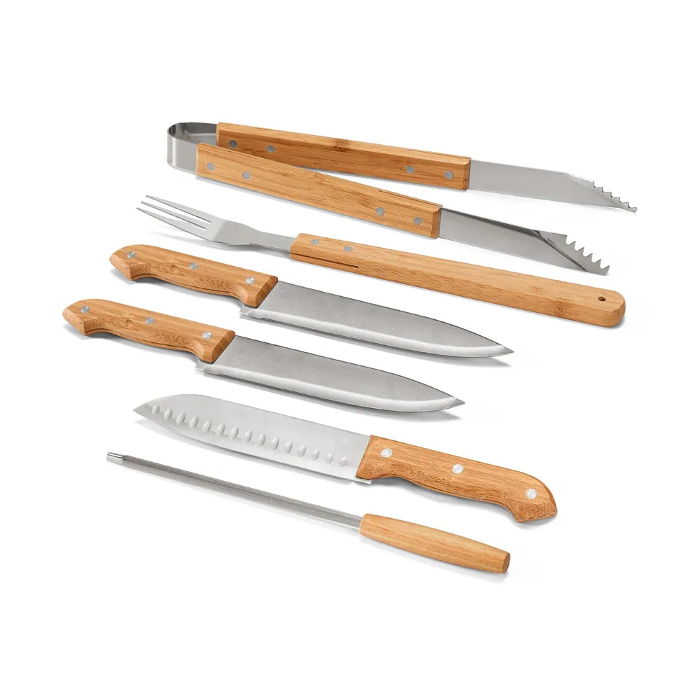 BOTTURA. Kit churrasco em estojo de bambu com 6 peças em aço inox e bambu - Thumbnail 2