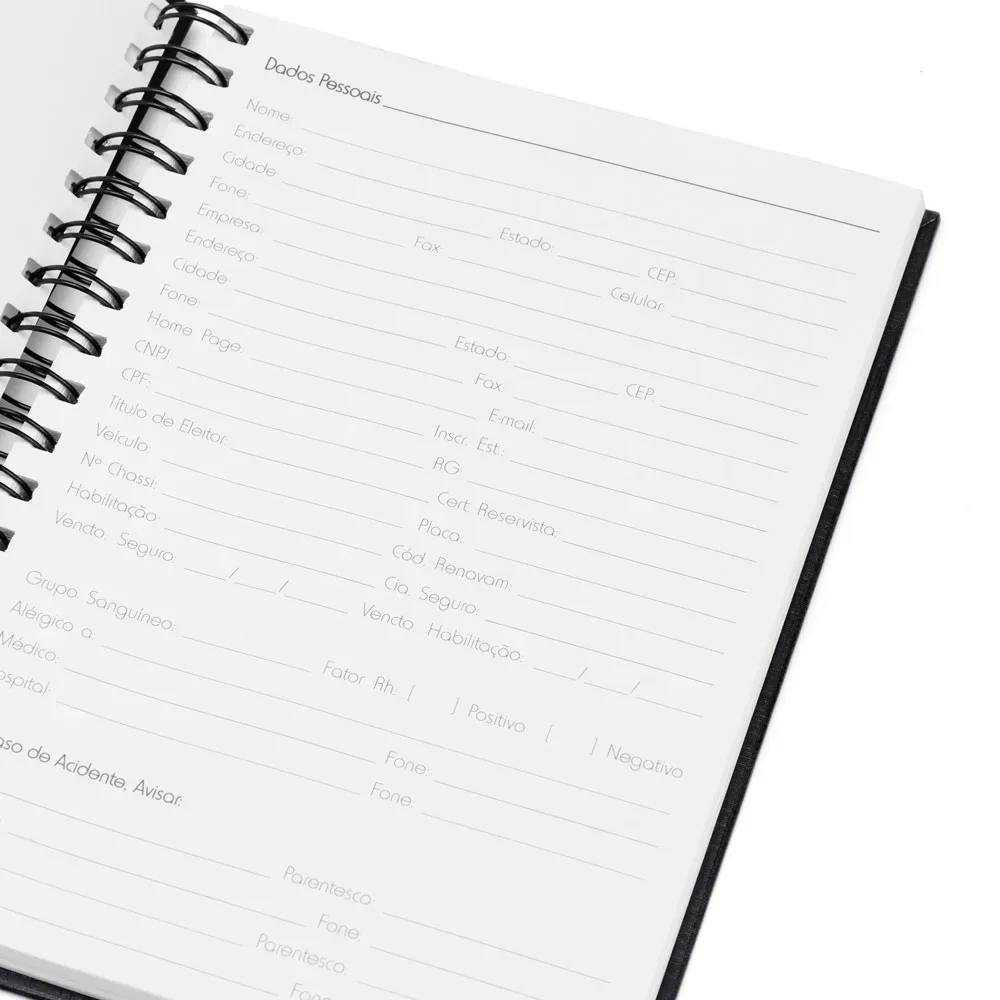 Caderno Pautado Com Wire-O - Preto - 23,5X18Cm - 100 Fls - Thumbnail 3