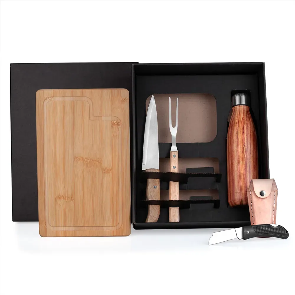 Kit Churrasco Com Garrafa, Canivete E Bainha - 6 Pçs