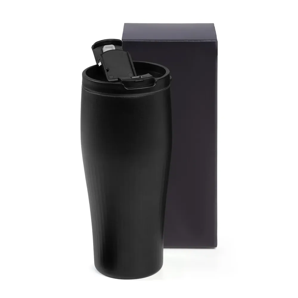 Copo Dupla Camada Em Alumínio Reciclado - Preto - 500 Ml - Thumbnail 2