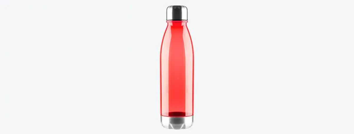 Garrafa Plástica Com Tampa E Base Em Inox - Vermelha