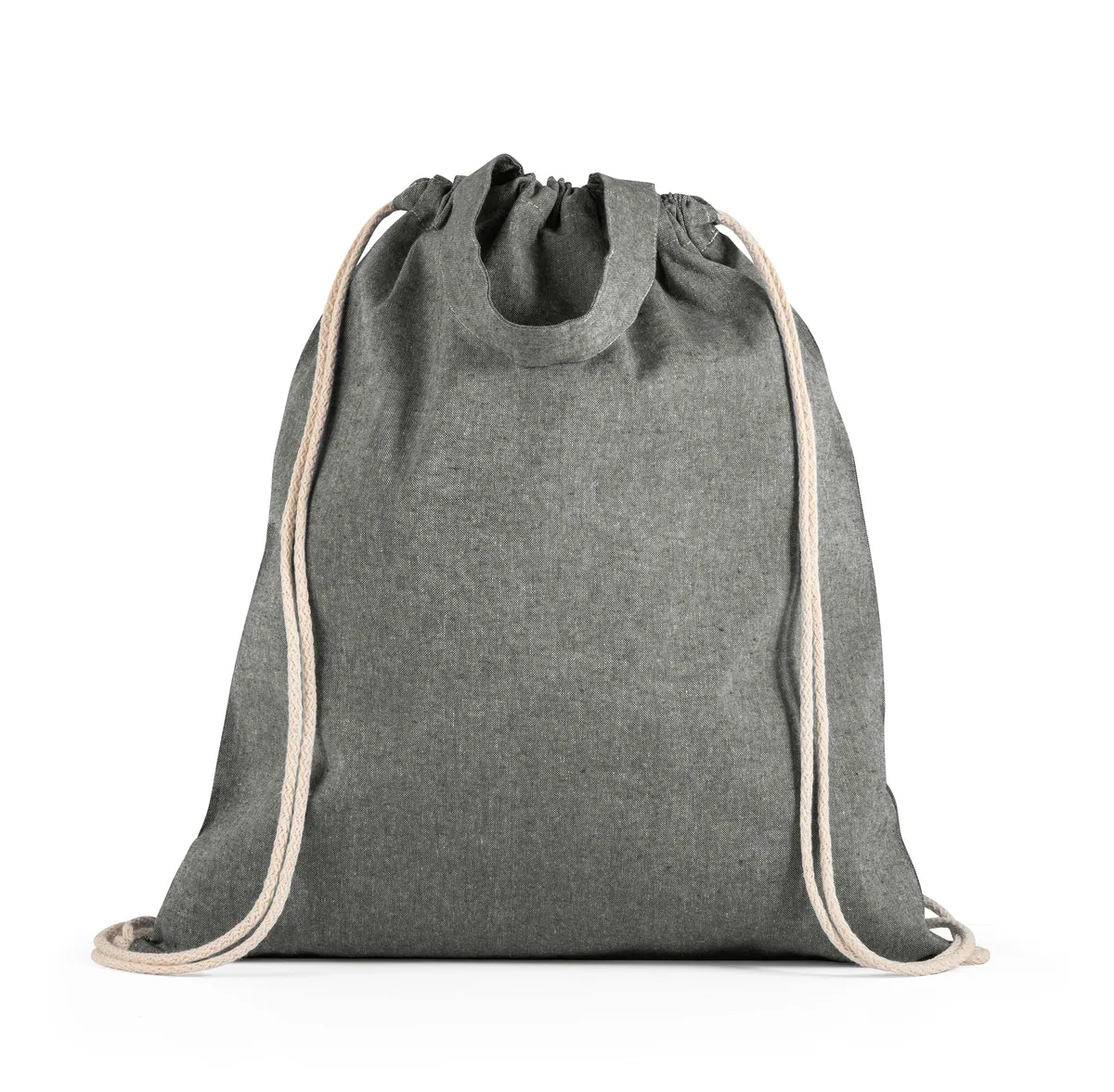 RISSANI. Sacola tipo mochila em 70% algodão reciclado e 30% poliéster reciclado (140g/m²) sem tingimento - Thumbnail 3