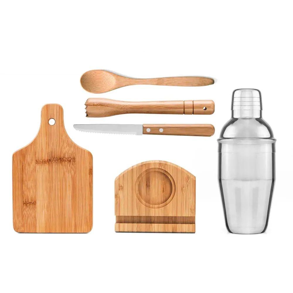 Kit Para Caipirinha Em Bambu / Madeira Ibiza - 0,35 L - 6 Pçs - Thumbnail 2