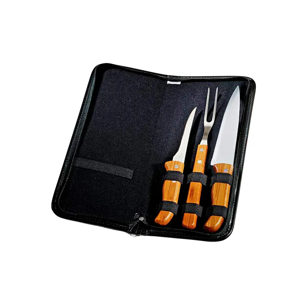 Conj.De Facas Bambu / Madeira / Inox Com Estojo Frankfurt- 4 Pçs