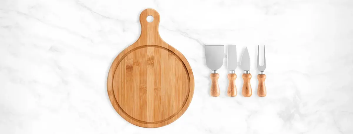 Kit Para Queijo Em Bambu / Madeira / Inox - 5 Pçs - Thumbnail 3