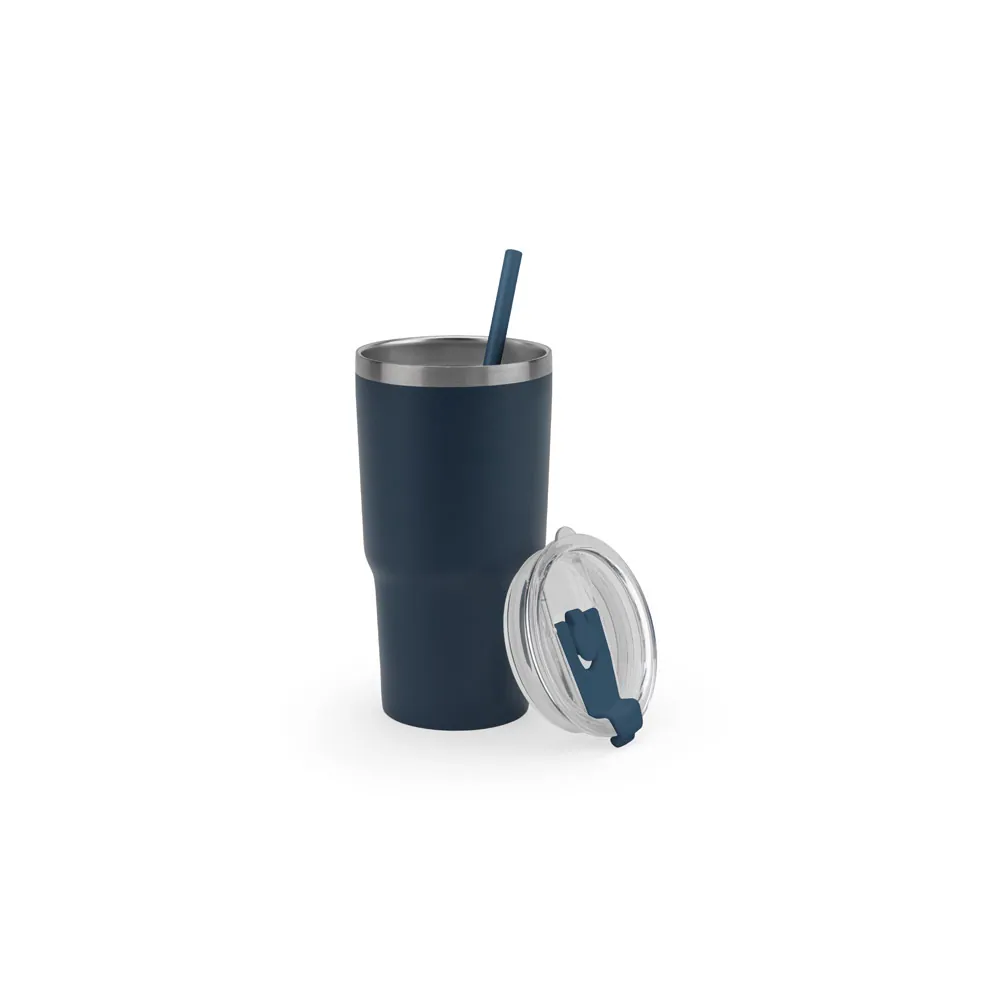 JOYNER M. Copo de viagem térmico e compacto, em aço inox 91% reciclado de parede dupla isolada a vácuo, com acabamento mate (600 mL) - Thumbnail 9