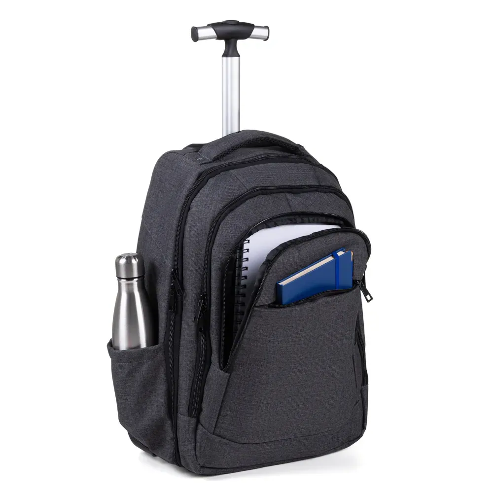 Mochila Em Rpet Com Rodinhas - Melange Cinza Escuro - Thumbnail 5