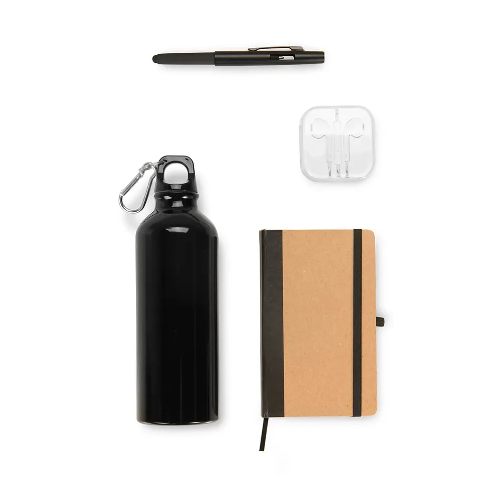 Kit Squeeze, Fone, Caderno E Caneta - Preto - 4 Pçs - Thumbnail 4