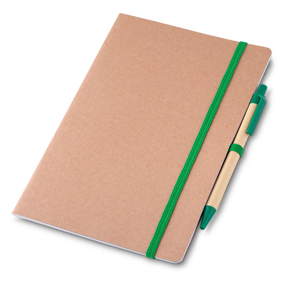 Caderno A5 capa em papel Kraft com caneta - Thumbnail 3