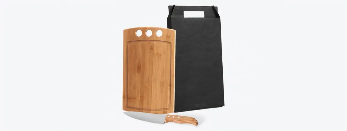 Conj. Para Churrasco Em Bambu / Madeira / Inox California - 2 Pçs