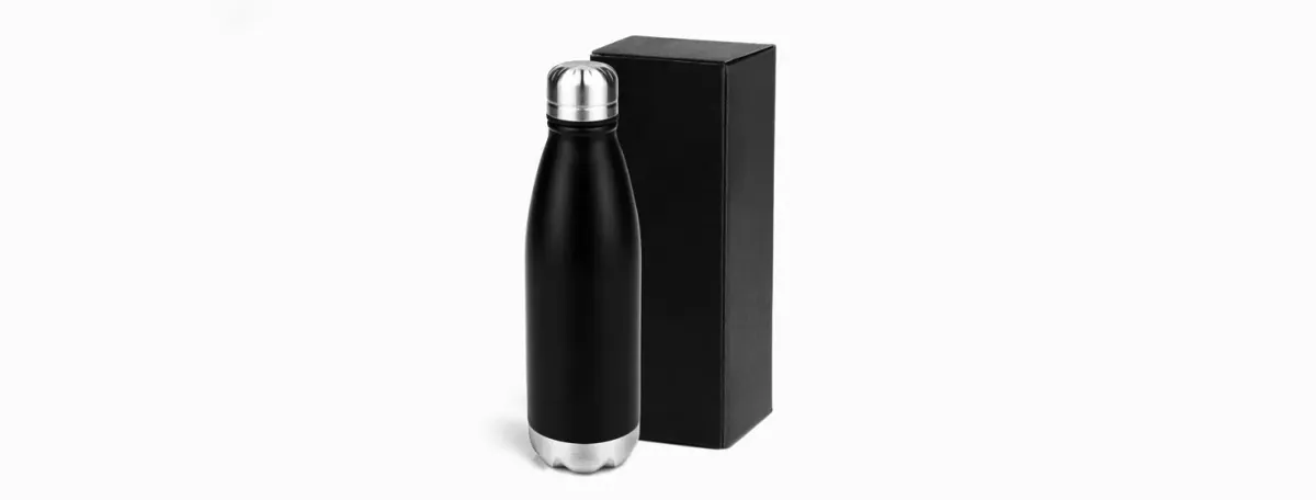 Garrafa Com Tampa Em Aço Inox - Preta - 750Ml