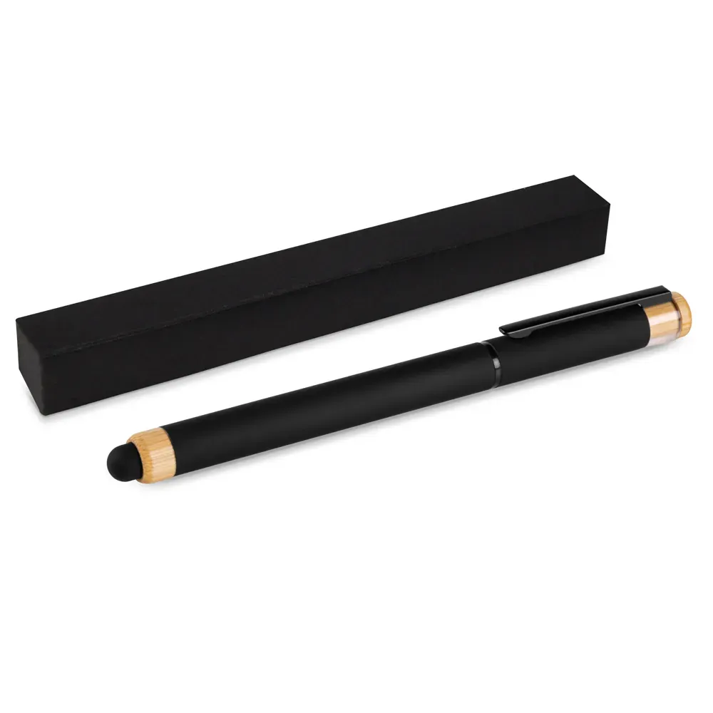 Caneta Roller Em Alumínio Reciclado / Bambu - Preta