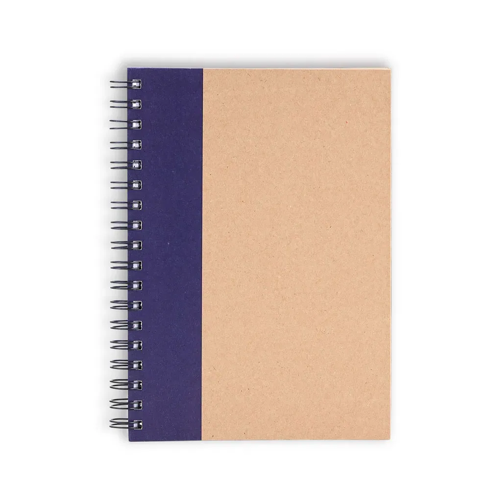 Caderno Pautado Com Wire-O - 23X18Cm - Bege/Azul - Thumbnail 4