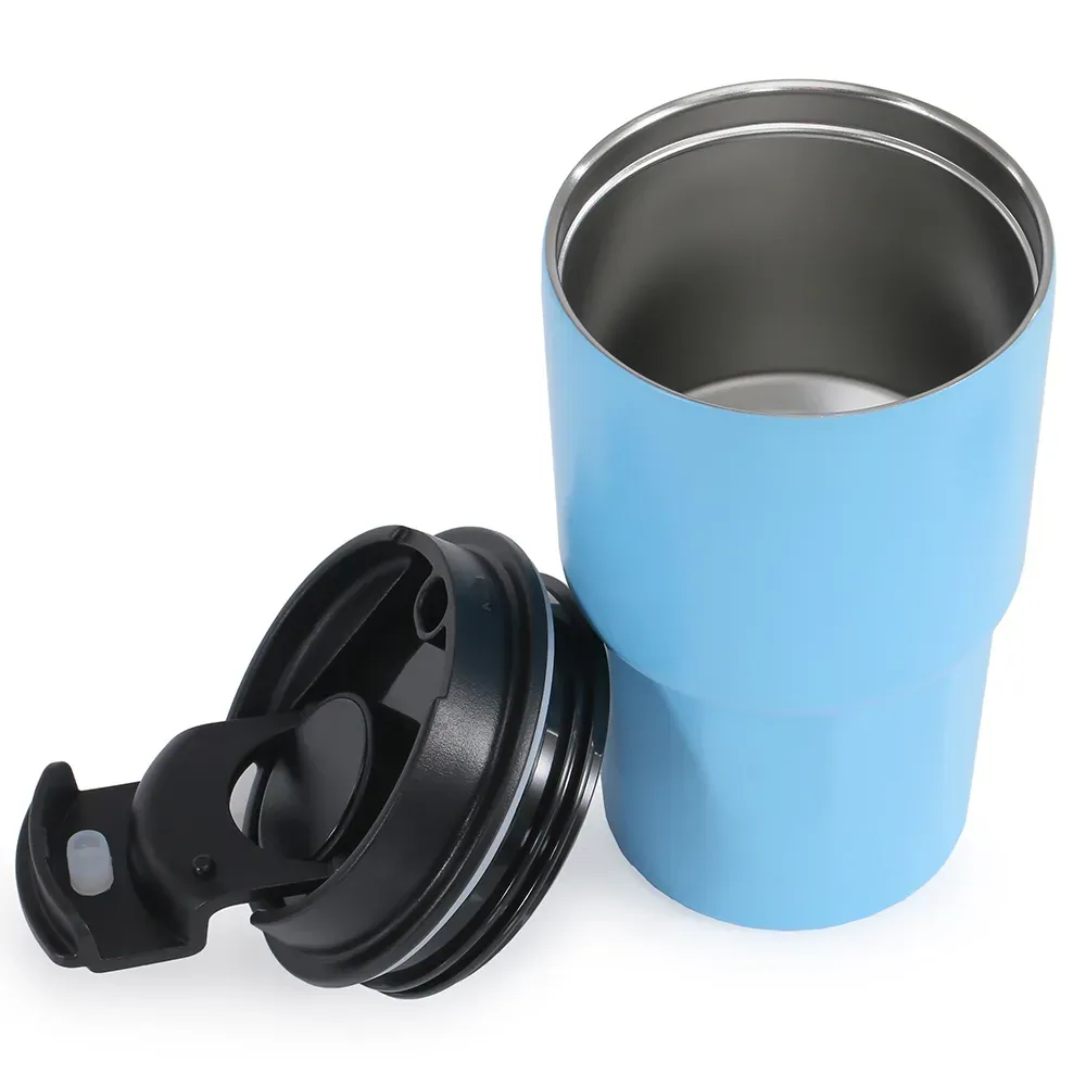 Copo Térmico Em Aço Inox - Azul Claro - 450 Ml - Thumbnail 4