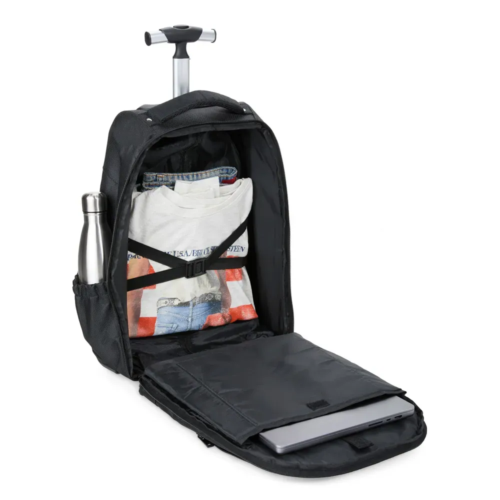 Mochila Em Polyester 600D Com Rodinha - 35L - Preta - Thumbnail 9