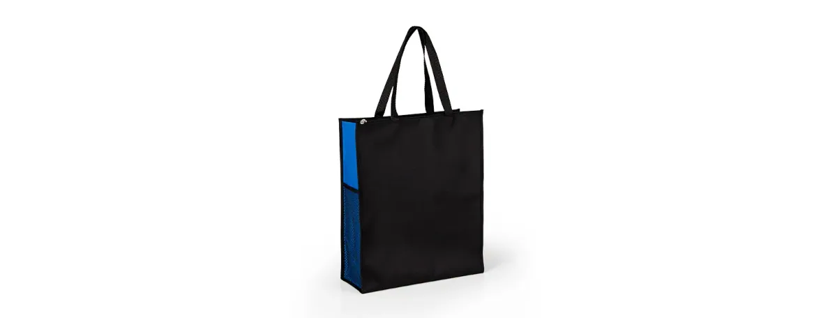 Sacola De Mão Em Nylon 600 - Preta/Azul