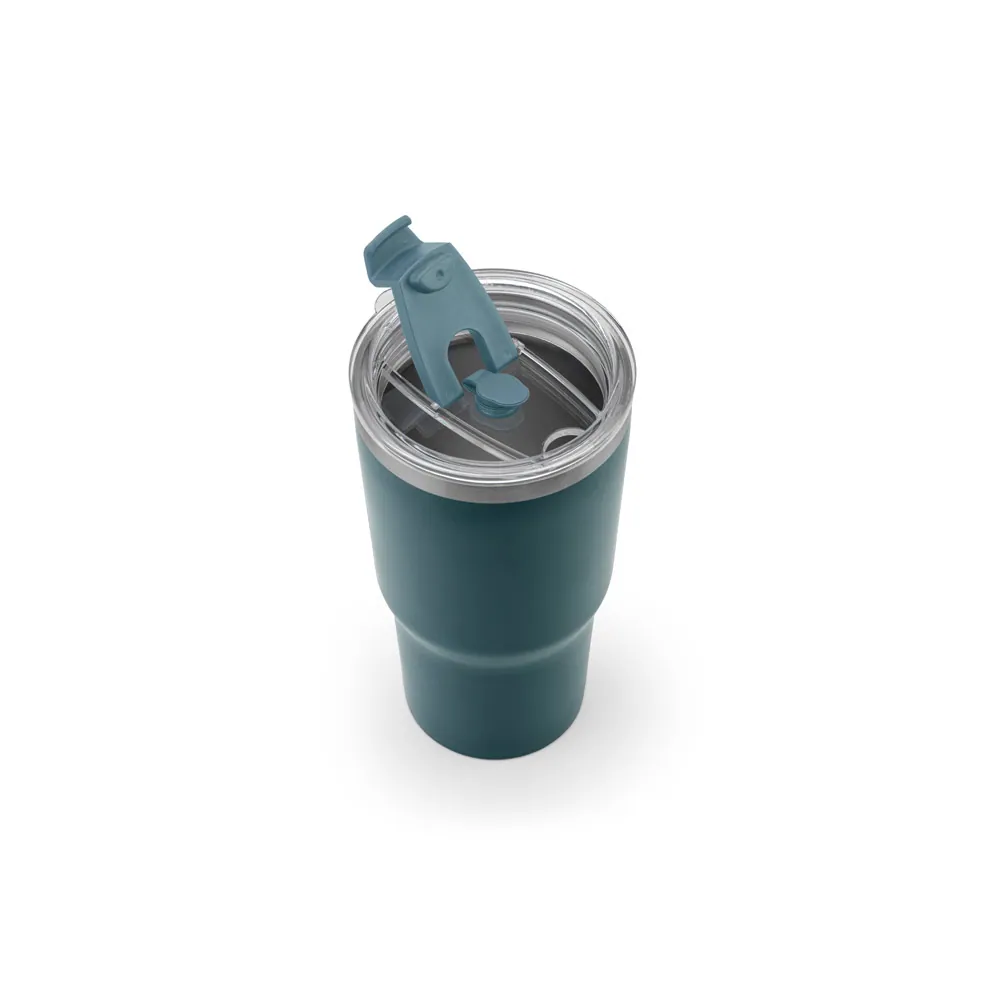 JOYNER M. Copo de viagem térmico e compacto, em aço inox 91% reciclado de parede dupla isolada a vácuo, com acabamento mate (600 mL) - Thumbnail 11