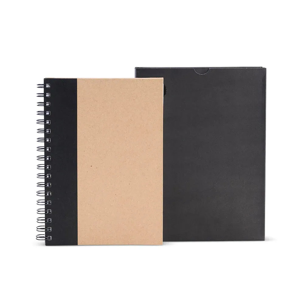 Caderno Pautado Com Wire-O - 23X18Cm - Bege/Preto