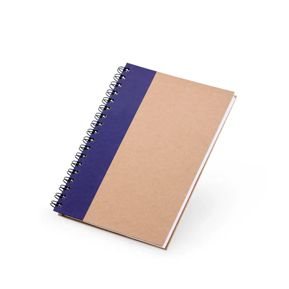 Caderno Pautado Com Wire-O - 23X18Cm - Bege/Azul - Thumbnail 2