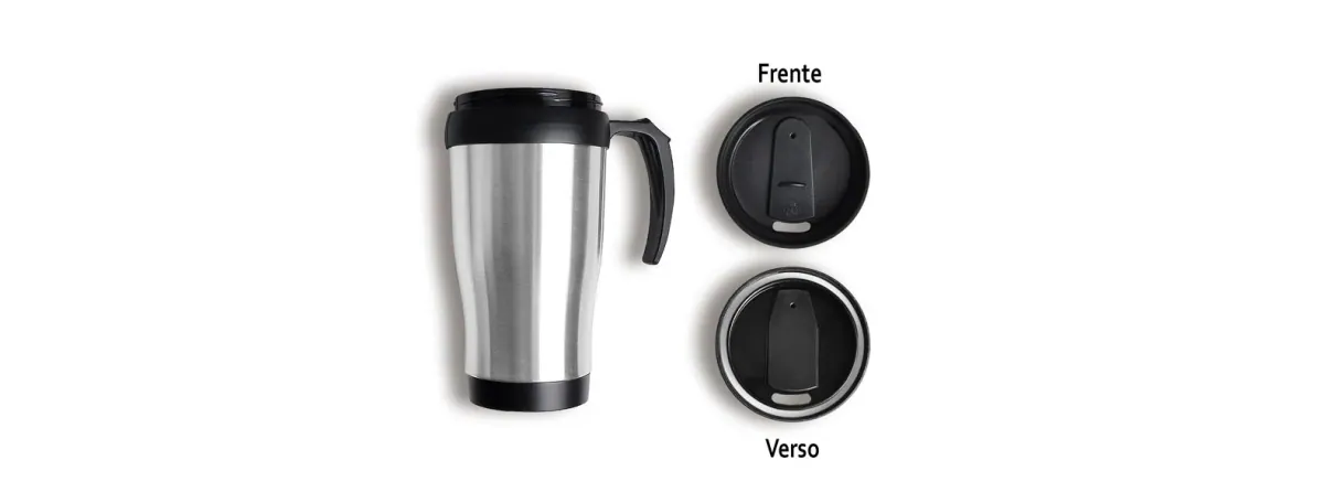 Caneca Revestida Em Aço Inox - 410 Ml - Preta. - Thumbnail 3