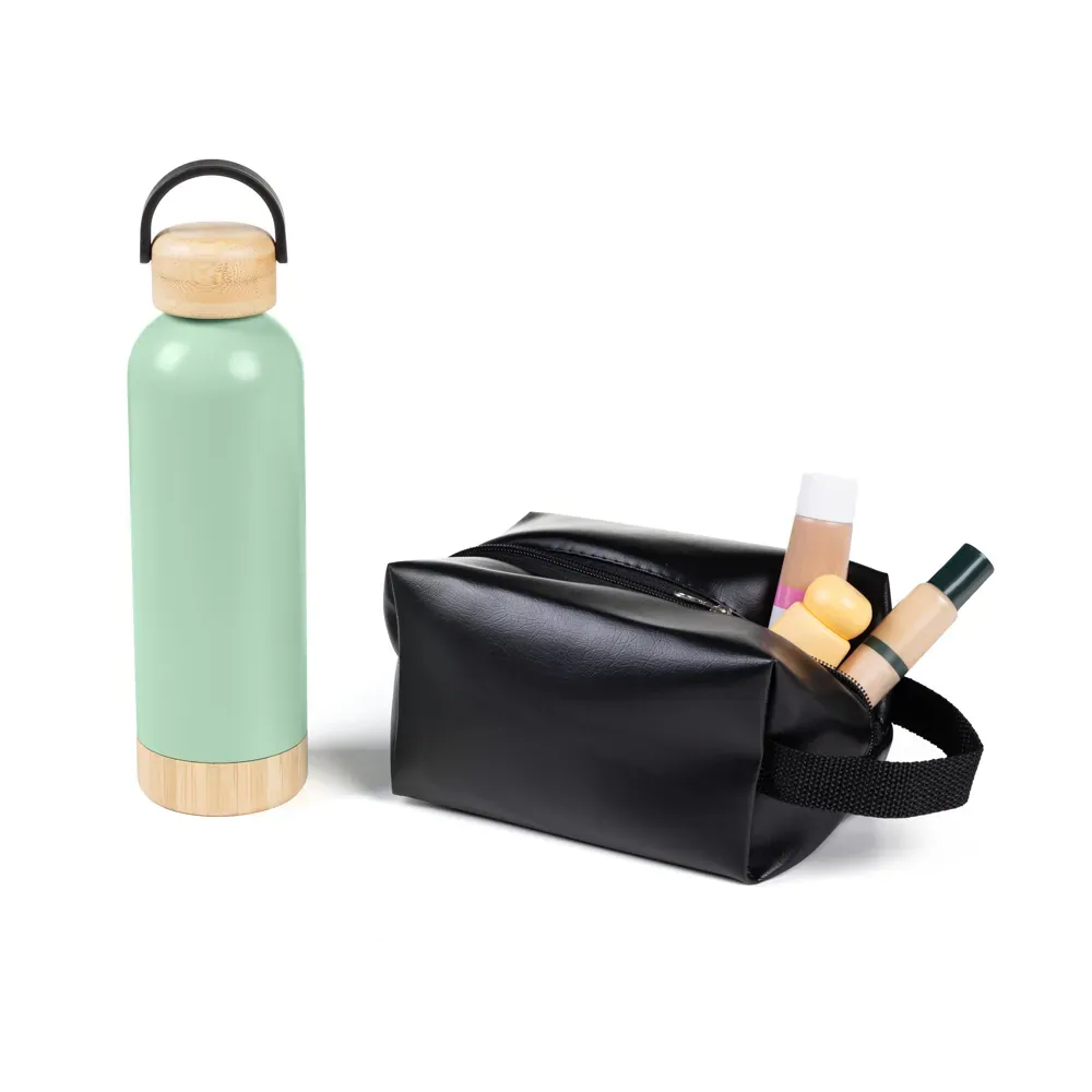 Kit Garrafa E Necessaire - Verde/Preto - 2 Pçs - Thumbnail 4
