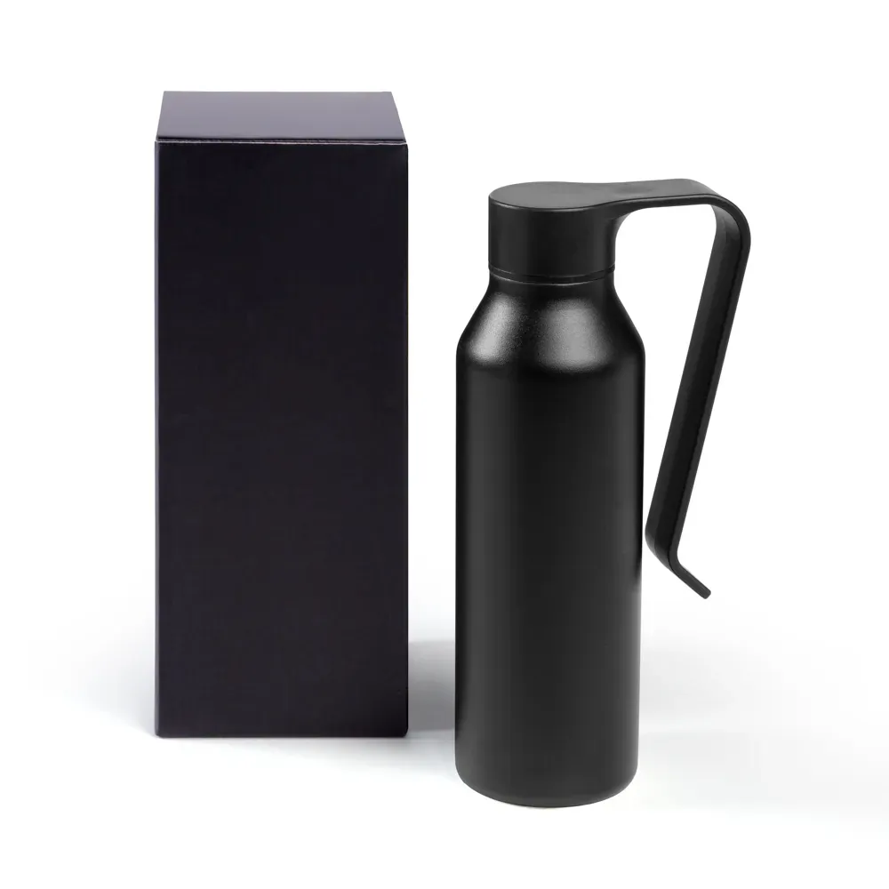 Garrafa Camada Dupla Em Alumínio Reciclado - Preta - 450Ml