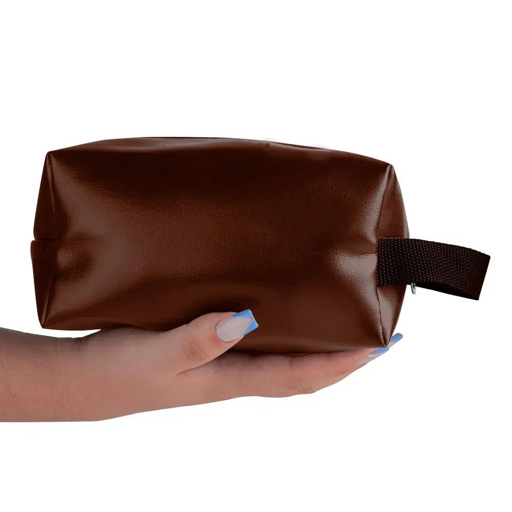 Necessaire C/ Alça Em Material Sintético - Marrom - Thumbnail 4