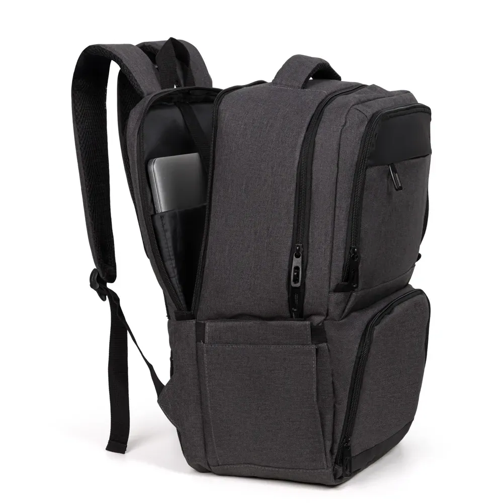 Mochila Com Bolso Térmico Em Rpet - Cinza Escuro - 24L - Thumbnail 8